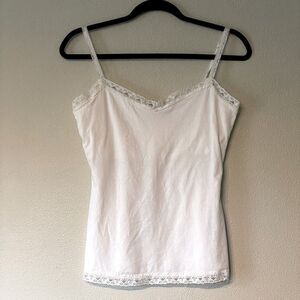 The Limited, White, Lace-Detail Tank. Size Medium.